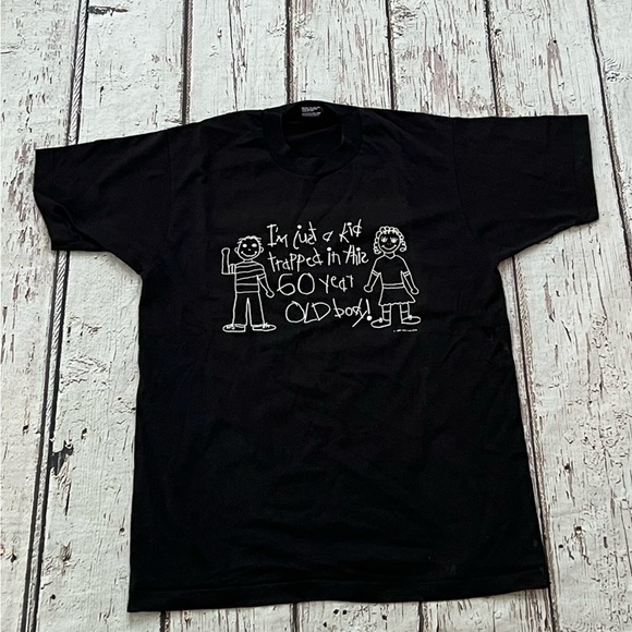 Vintage I'm Just A Kid Trapped in This 60 Year Old Body 1990s Tee Tshirt - Picture 1 of 4